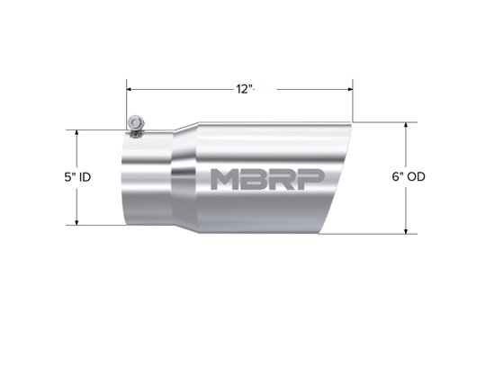 MBRP Universal Tip 6 O.D. Dual Wall Angled 5 inlet 12 length