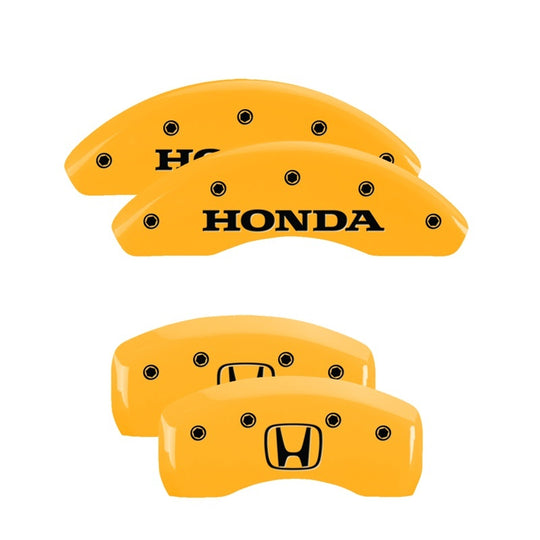 MGP 4 Caliper Covers Engraved Front & Rear I-Vtec Yellow Finish Black Char 2005 Honda Accord