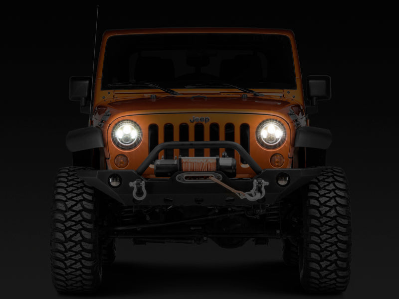 Raxiom 97-18 Jeep Wrangler TJ/JK Axial Halo Headlights w/ DRL Amber Signals- Blk Hsng (Clear Lens)