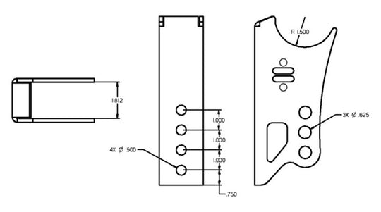 Ridetech Weld On Rear Axle Bracket for Bolt-On 4 Link