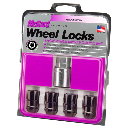 McGard Wheel Lock Nut Set - 4pk. (Cone Seat) M12X1.5 / 19mm &amp; 21mm Dual Hex / 1.46in. Length - Black