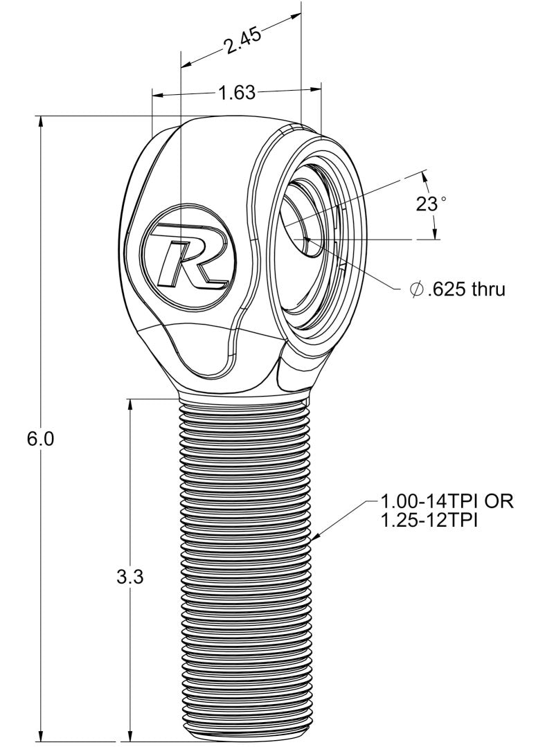 Ridetech R-Joint XL Rod End with 1in-14 Left Hand Thread