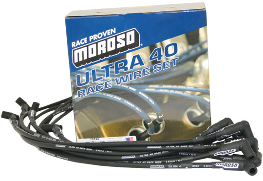 Moroso Chevrolet Small Block (Sprint Car) Ignition Wire Set - Ultra 40 - Unsleeved - HEI - Black