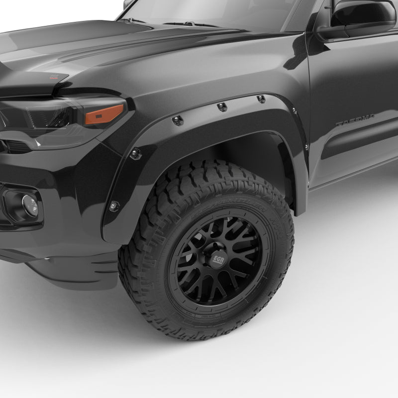 EGR 16+ Toyota Tacoma w/Mudflap Bolt-On Look Color Match Fender Flares - Set - Black