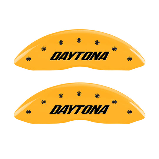 MGP 4 Caliper Covers Engraved Front & Rear Daytona Yellow Finish Black Char 2006 Dodge Charger