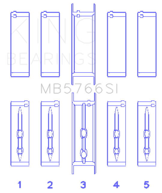 King GM LS1/2/4/6 (Housing Bore +.010) (Size .001 Oversized) Main Bearing Set