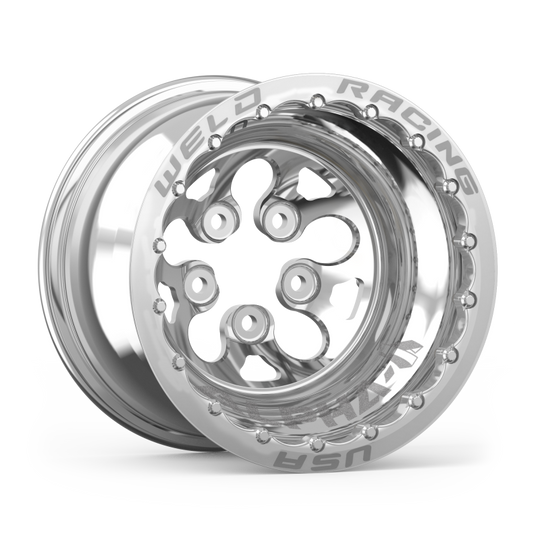 Weld Alpha-1 15x13 / 5x4.5 BP / 3in. BS Polished Wheel - Polished Double Beadlock MT