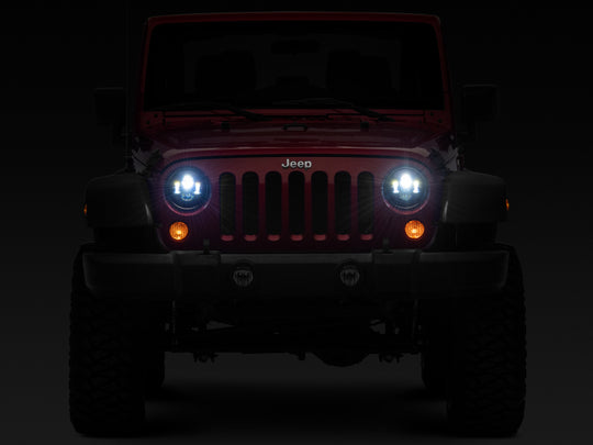 Raxiom 97-18 Jeep Wrangler TJ/JK Axial Series LED Daymaker Headlights- Black Housing (Clear Lens)