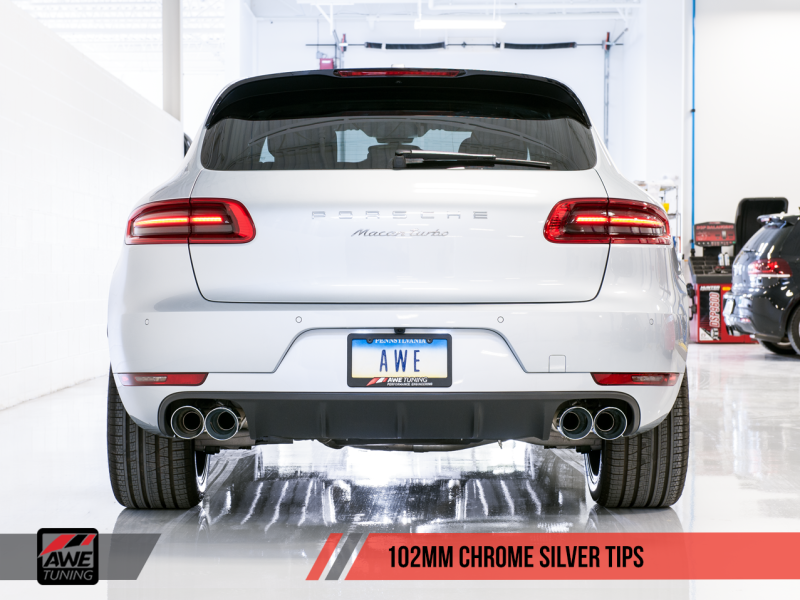 AWE Tuning Porsche Macan Track Edition Exhaust System - Chrome Silver 102mm Tips