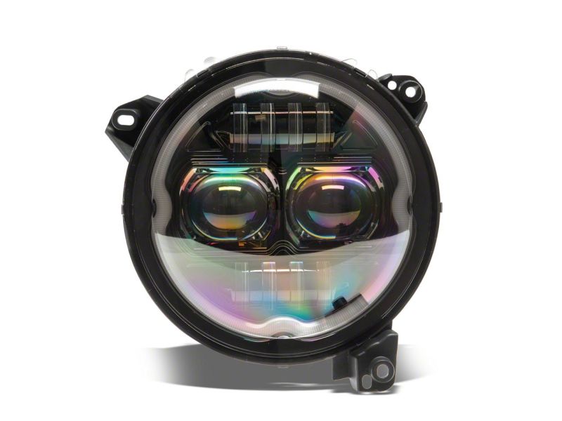 Raxiom 18-23 Jeep Wrangler JL Axial Series 9-In Angel Eye LED Headlights- Blk Housing (Clear Lens)