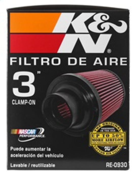 K&N Universal Rubber Filter - Round Tapered 6in Base OD x 3in Flange ID x 6in H