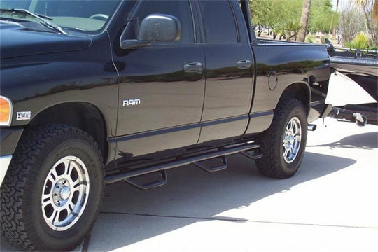 N-Fab Nerf Step 02-08 Dodge Ram 1500/2500/3500 Quad Cab 6.4ft Bed - Gloss Black - Bed Access - 3in