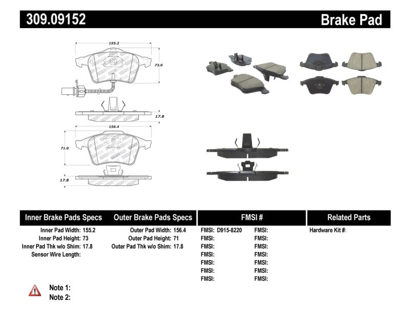 StopTech Performance 07-09 Mazda 3 Front Brake Pads