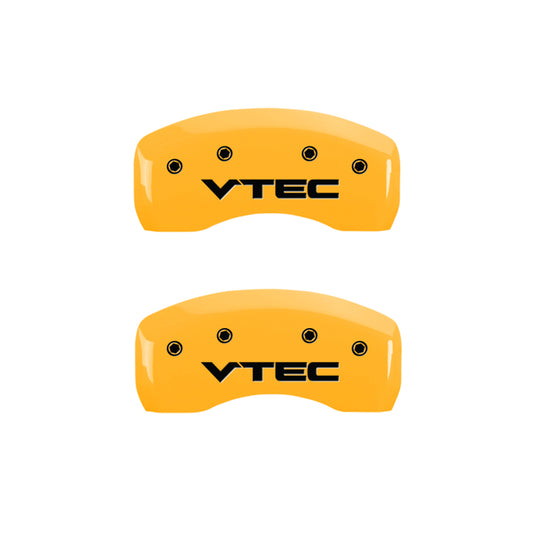 MGP 4 Caliper Covers Engraved Front & Rear Vtech Yellow Finish Black Char 2007 Honda Accord