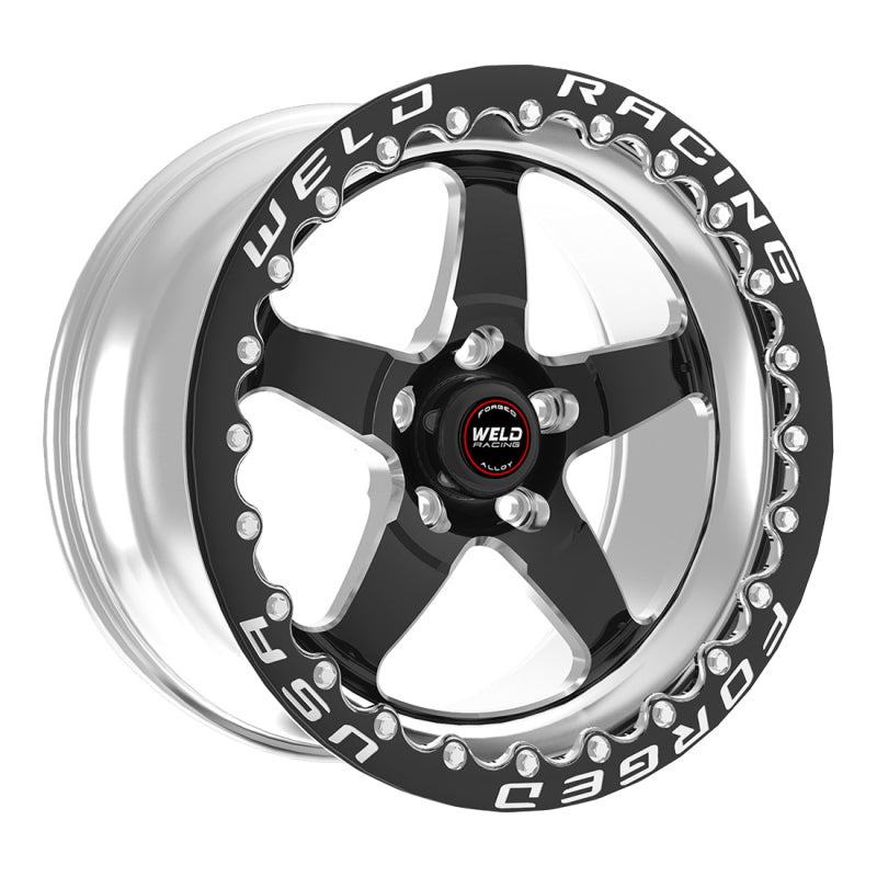 Weld S71 15x9.33 / 5x4.75 BP / 3.5in. BS Black Wheel (Medium Pad) - Black Single Beadlock MT