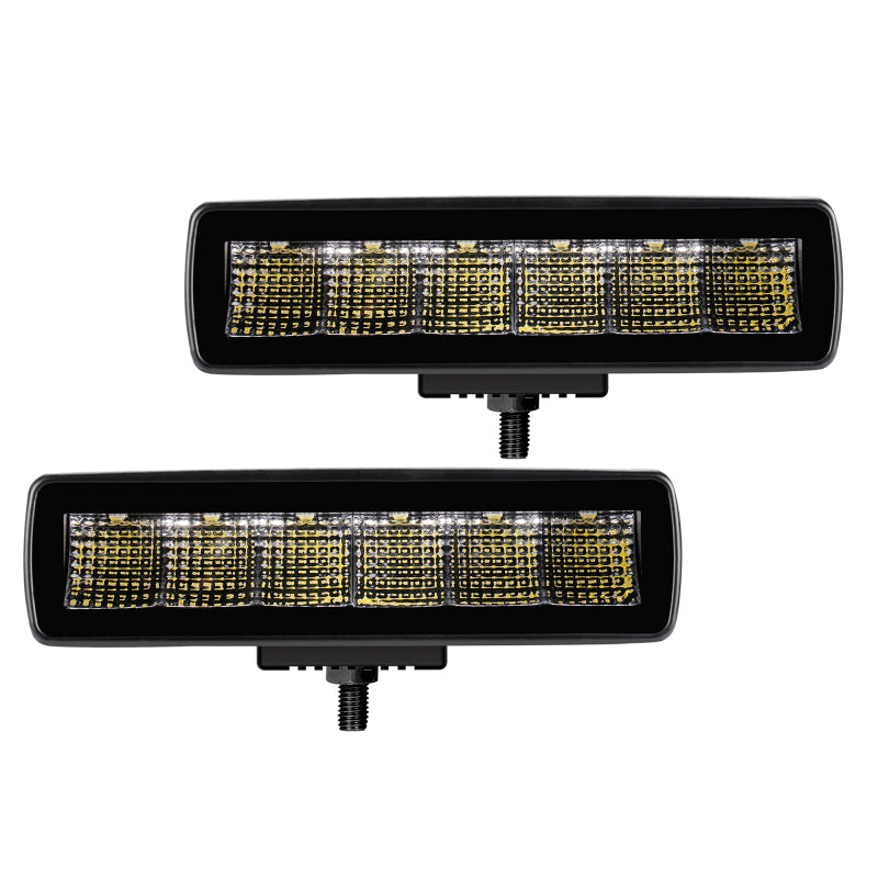 Go Rhino Xplor Blackout Series Sixline LED Flood Light Kit (Surface/Threaded Stud Mnt) - Blk (Pair)