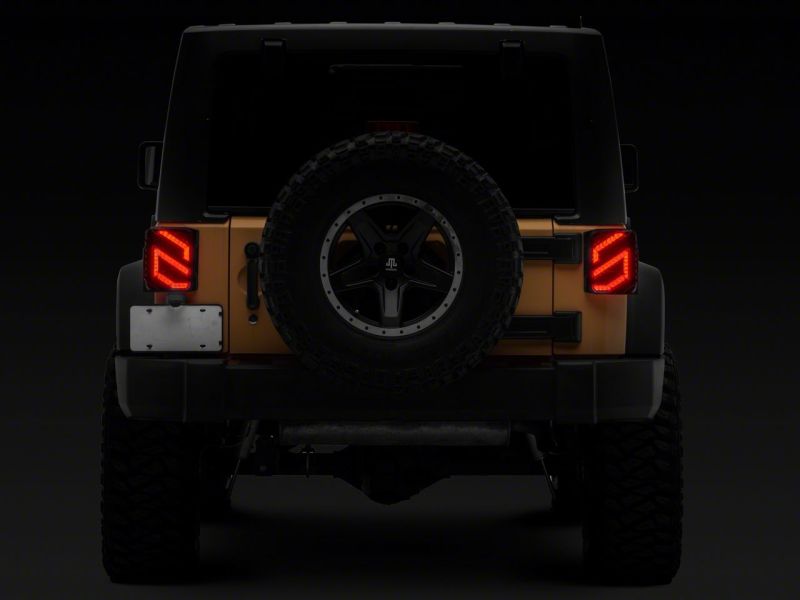 Raxiom 07-18 Jeep Wrangler JK Axial Series Trident LED Tail Lights- Blk Housing (Clear Lens)