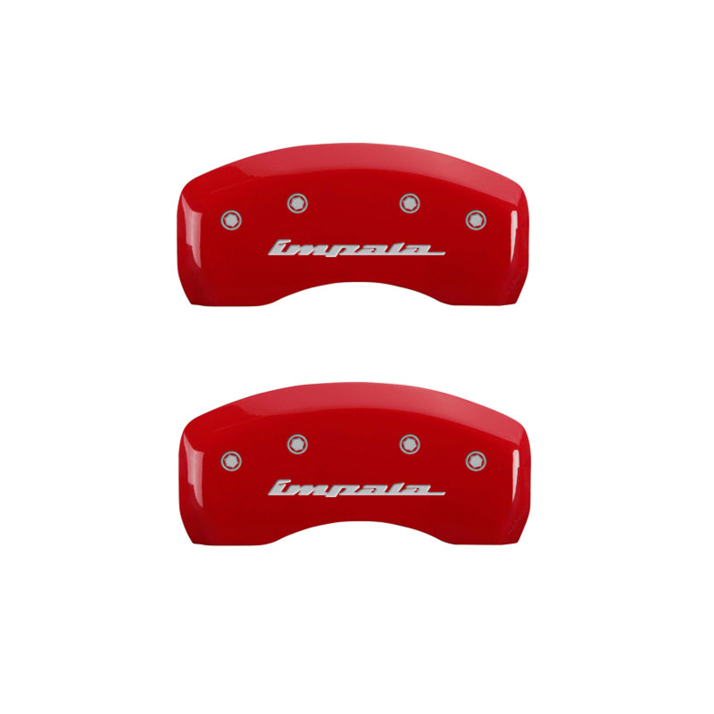 MGP 4 Caliper Covers Engraved Front &amp; Rear Impala Red finish silver ch