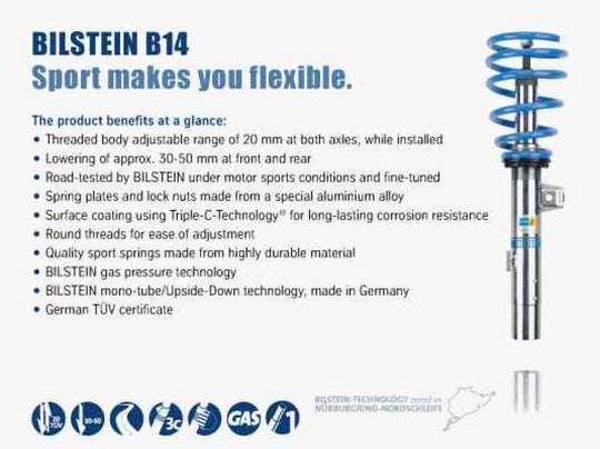 Bilstein B14 (PSS) 14-15 Mazda 3 Sport/Touring Front & Rear Performance Suspension System