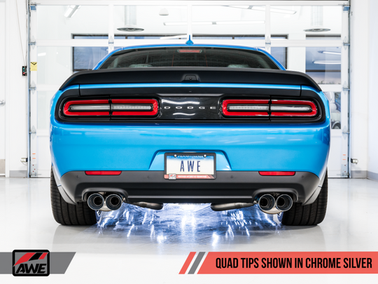 AWE Tuning 2015+ Dodge Challenger 6.4L/6.2L Non-Resonated Touring Edition Exhaust - Quad Silver Tips