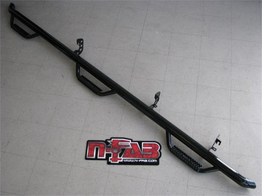 N-Fab Nerf Step 87-97 Ford F-250/350 Crew Cab 6.75ft Bed - Gloss Black - Bed Access - 3in