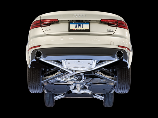 AWE Tuning Audi B9 A4 Track Edition Exhaust Dual Outlet - Chrome Silver Tips (Includes DP)