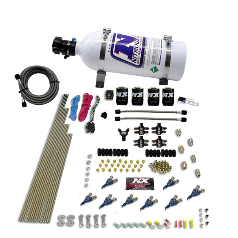 Nitrous Express 8 Cyl Piranha Direct Port 4 Solenoids Nitrous Kit (200-500HP) w/5lb Bottle