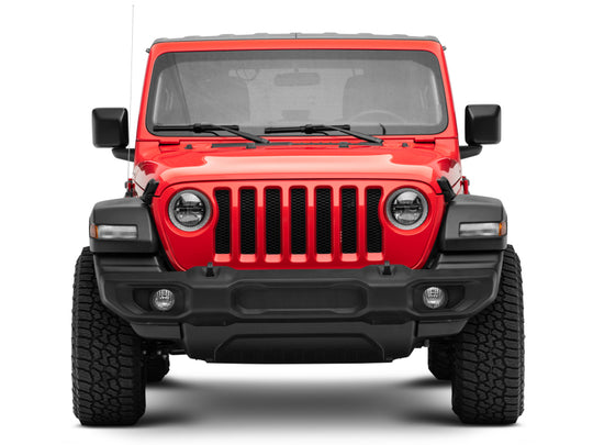 Raxiom 18-22 Jeep Wrangler JL/JT Axial 9-Inch LED Headlights w/RGB Halo- Blk Housing (Clear Lens)