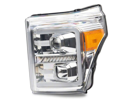 Raxiom 11-16 Ford F-250 Super Duty LED Projector Headlights - Chrome Housing (Clear Lens)