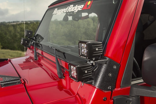 Rugged Ridge 97-06 Jeep Wrangler TJ/LJ 3in Square Dual A-Pillar LED Kit