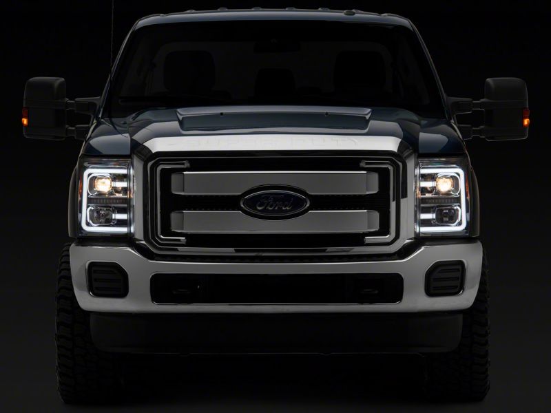 Raxiom 11-16 Ford F-250 Super Duty LED Projector Headlights - Chrome Housing (Clear Lens)