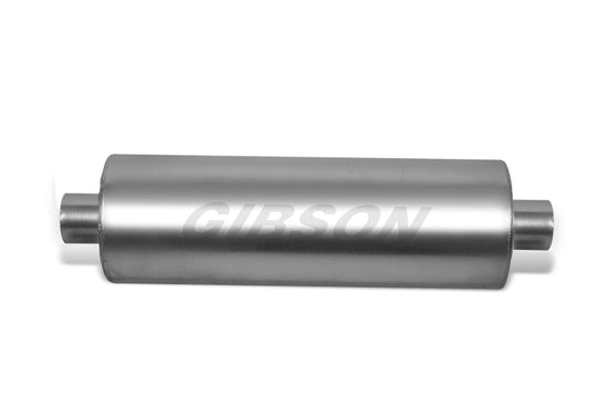 Gibson SFT Superflow Center/Center Round Muffler - 8x24in/3.5in Inlet/3.5in Outlet - Stainless