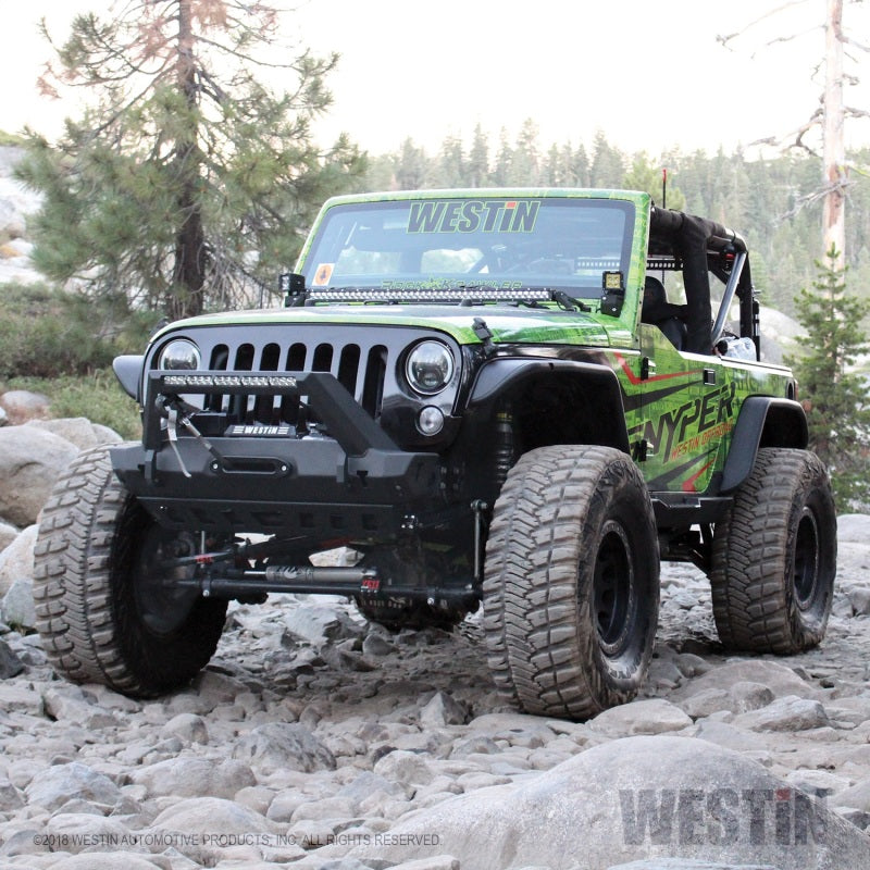 Westin 07-18 Jeep Wrangler JK WJ2 Stubby Front Bumper w/LED Lt Bar Mnt - Tex. Blk