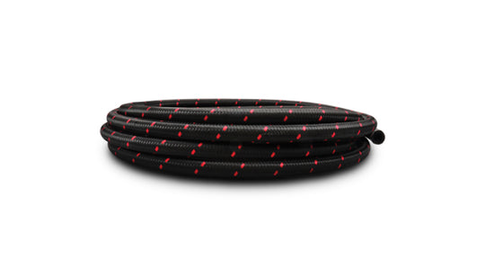 Vibrant -10 AN Two-Tone Black/Red Nylon Braided Flex Hose (20 foot roll)