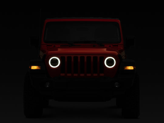 Raxiom 18-22 Jeep Wrangler JL/JT Axial Series LED Headlights- Black Housing (Clear Lens)