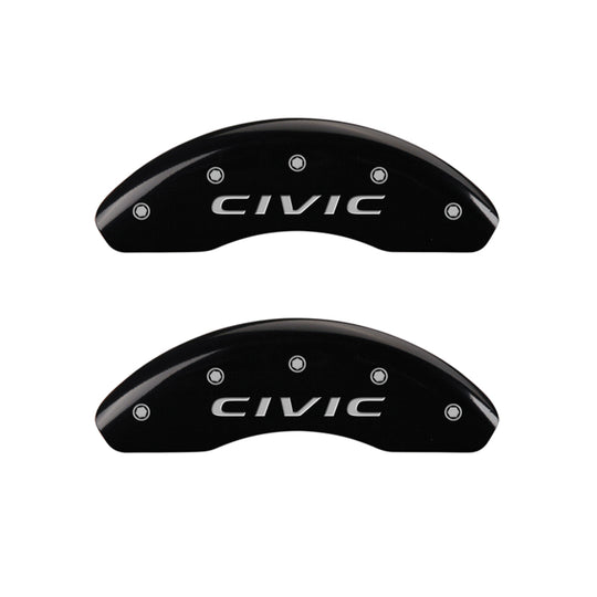 MGP 4 Caliper Covers Engraved Front 2016/CIVIC Engraved Rear 2016/CIVIC Black finish silver ch