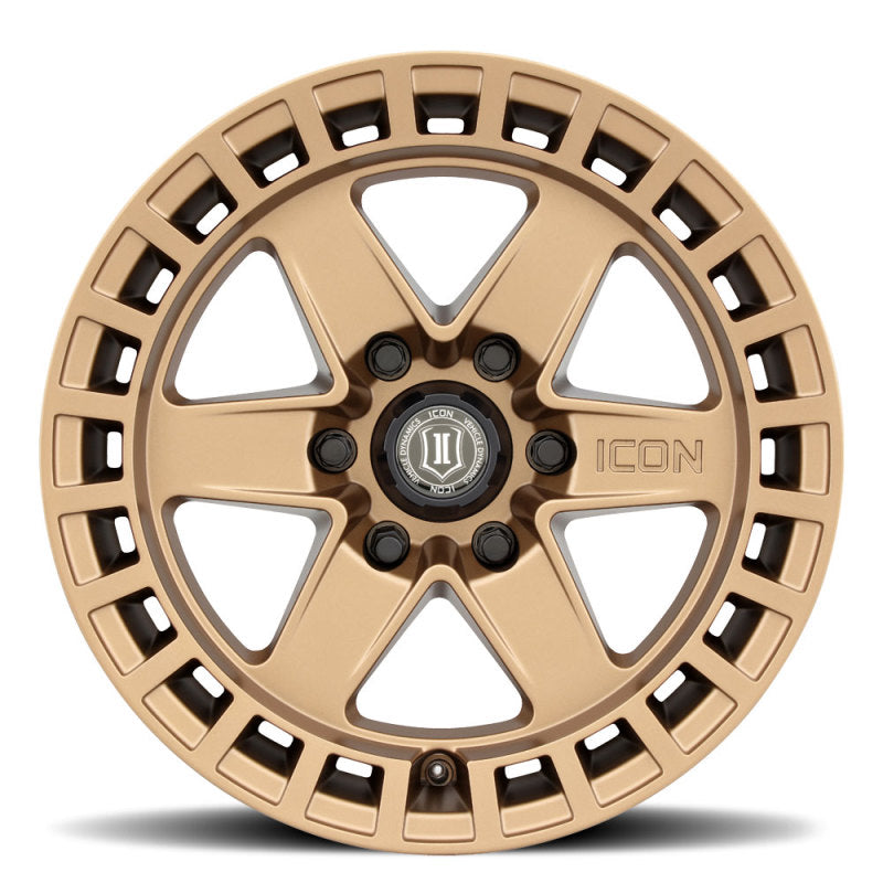 ICON Raider 17x8.5 6x120 0mm Offset 4.75in BS Satin Brass Wheel