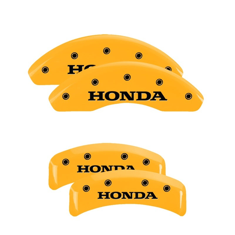 MGP 4 Caliper Covers Engraved Front & Rear Honda Yellow finish black ch