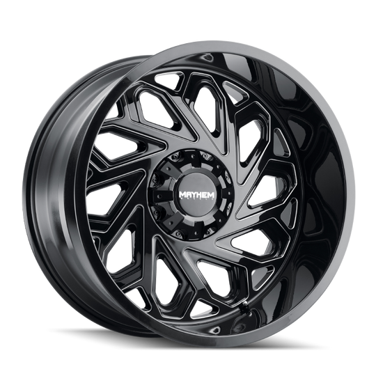 Mayhem 8112 Essex 22x12 / 8x170 BP / -51mm Offset / 125.2mm Hub Black w/ Milled Spokes Wheel