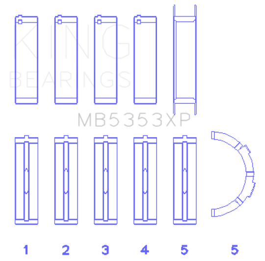 King Ford 281 4.6L SOHC 16V (Size .026) Crankshaft Main Bearings (Set of 5)