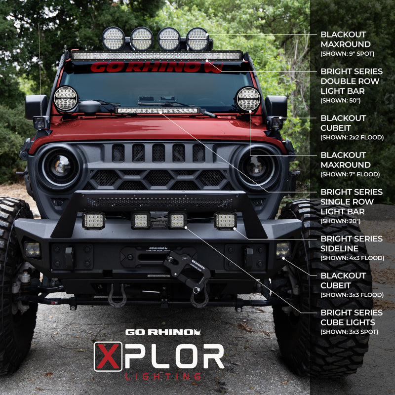 Go Rhino Xplor Bright Series Sgl Row LED Light Bar (Side/Track Mount) 51in. - Blk