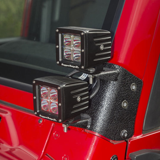 Rugged Ridge 97-06 Jeep Wrangler TJ/LJ 3in Square Dual A-Pillar LED Kit