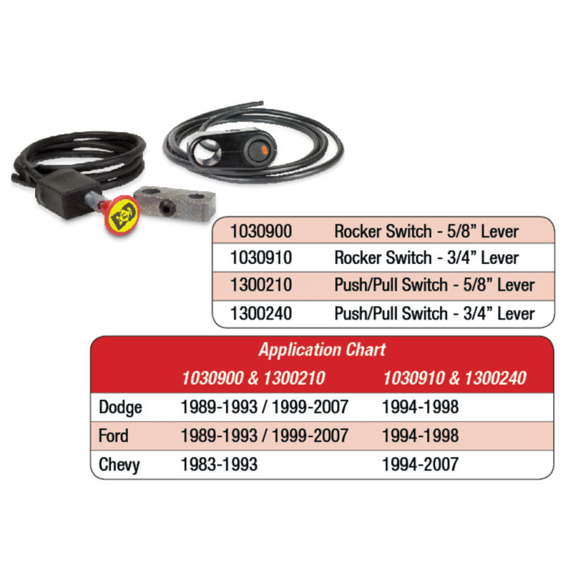 BD Diesel Rocker Switch Kit Exhaust Brake - 3/4in Manual Lever