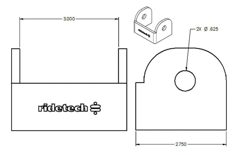 Ridetech Large Rod End Bracket for 3in Wide Rod End