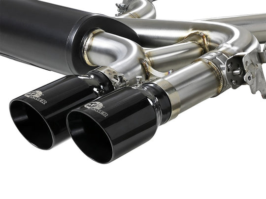 aFe MACH Force-Xp 3.5in. 304 SS C/B Exhaust System 15-18 BMW X5 M (F85) V8-4.4L (tt) - Black Tip