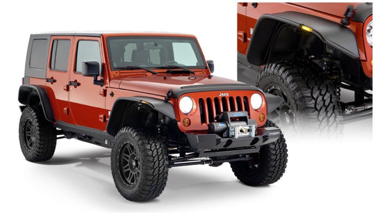 Bushwacker 07-18 Jeep Wrangler Unlimited Flat Style Flares 4pc 4-Door Sport Utility Only - Black