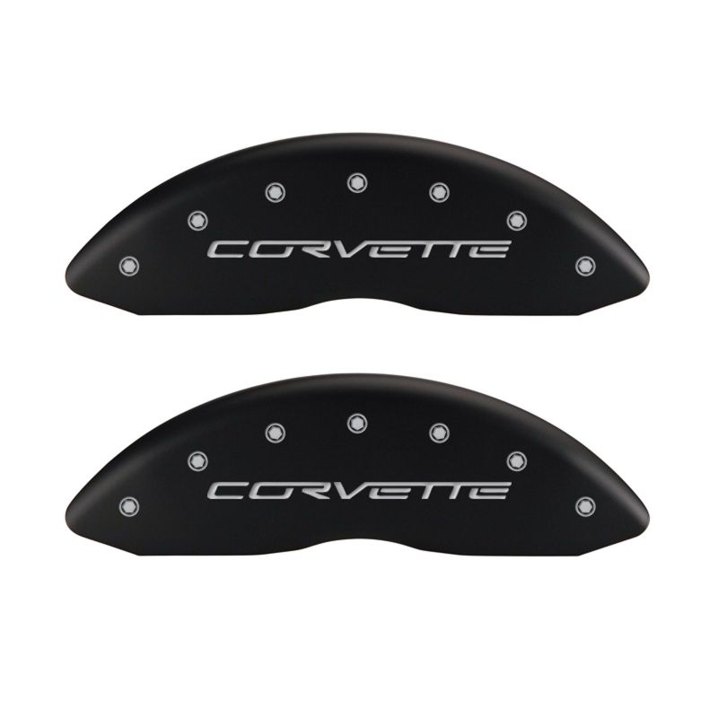 MGP 4 Caliper Covers Engraved Front &amp; Rear C6/Corvette Red finish silver ch