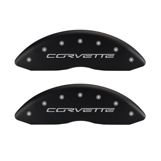 MGP 4 Caliper Covers Engraved Front &amp; Rear C6/Corvette Red finish silver ch