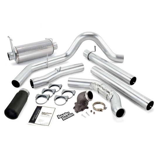 Banks Power 99 Ford 7.3L w/Cat Conv Monster Exhaust w/ Power Elbow - SS Single Exhaust w/ Black Tip