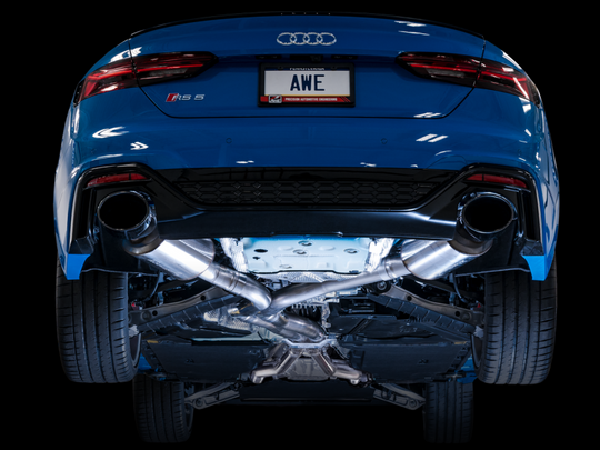 AWE Tuning Audi B9.5 RS 5 Coupe Non-Resonated Touring Edition Exhaust - RS-Style Diamond Black Tips